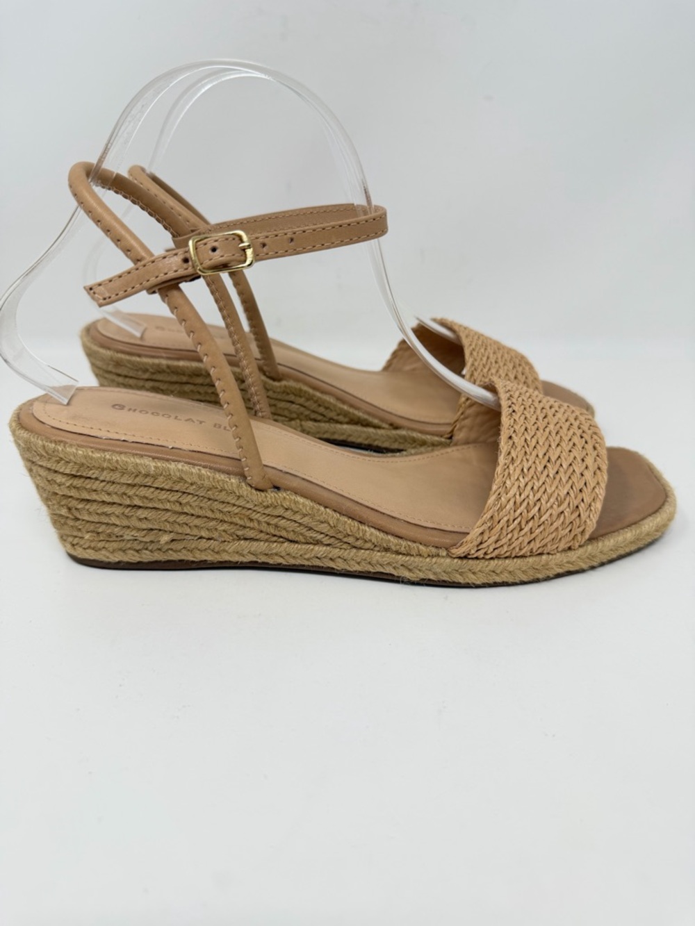Chocolat Blu Rafia Bryn Espadrille Wedge Sandal Tan Size EU 39, US 8-8.5